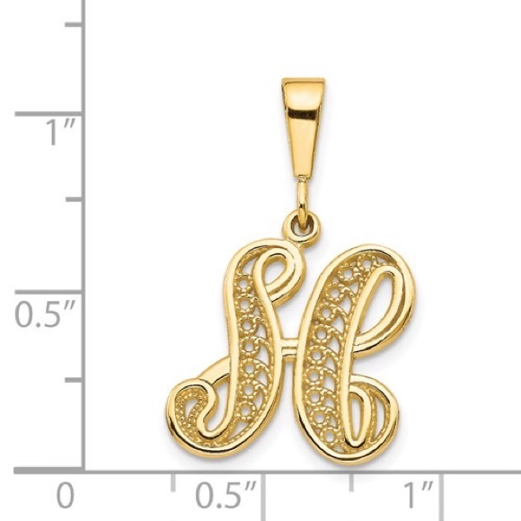 10k yellow or white genuine gold Filigree letter initial alphabet charm pendant - Picture 9 of 16